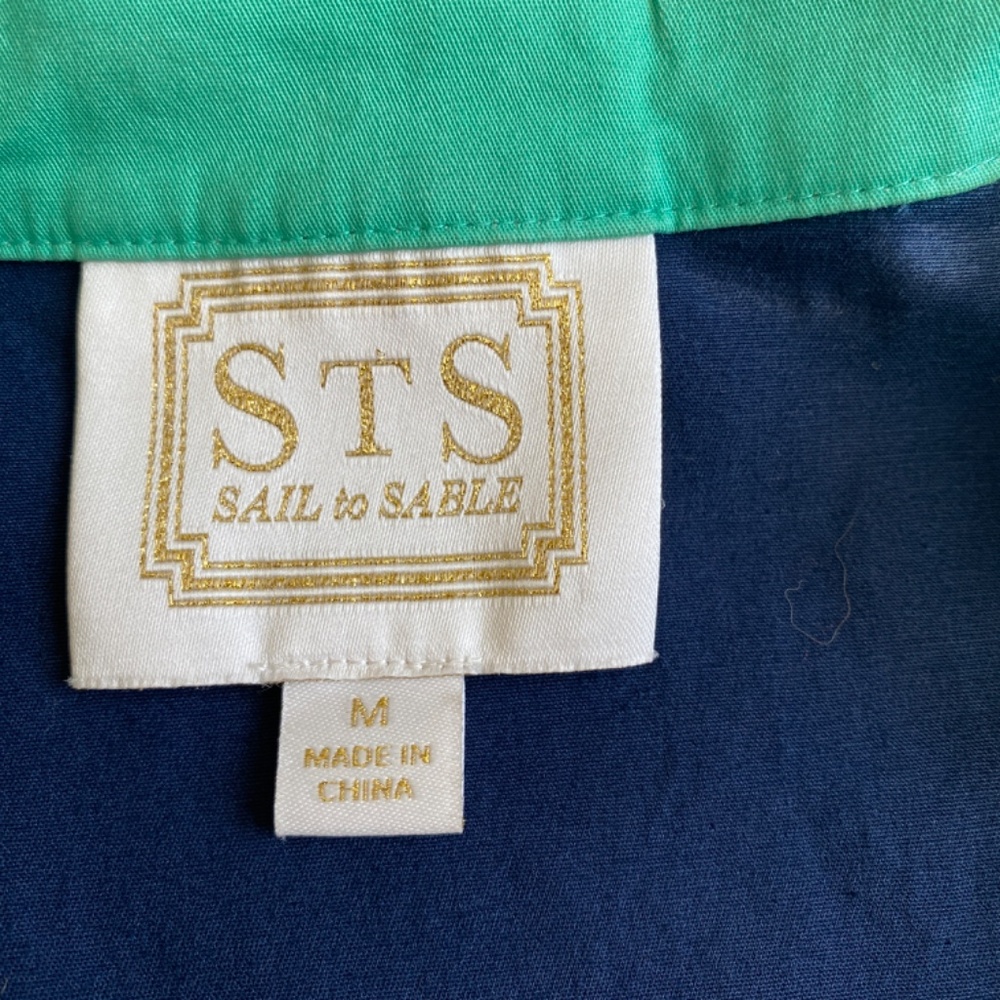 Sail to Sable STS Sleeveless  Navy Blue Green Tunic Dress Size M - Picture 9 of 10